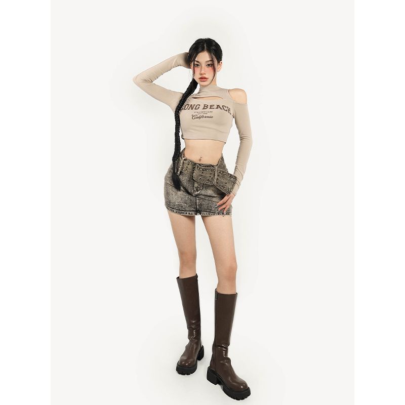 Áo thun COZOKC tay dài hở vai quyến rũ thời trang cho nữ