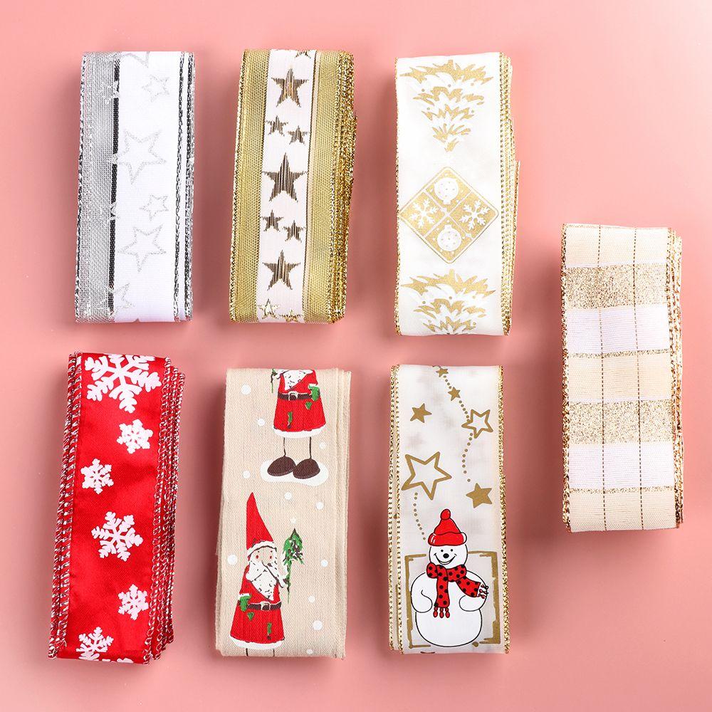 KUNHEV Hộp 2 Cuộn Ruy Băng 40mm In Chữ Merry Christmas Dùng Gói Quà Giáng Sinh