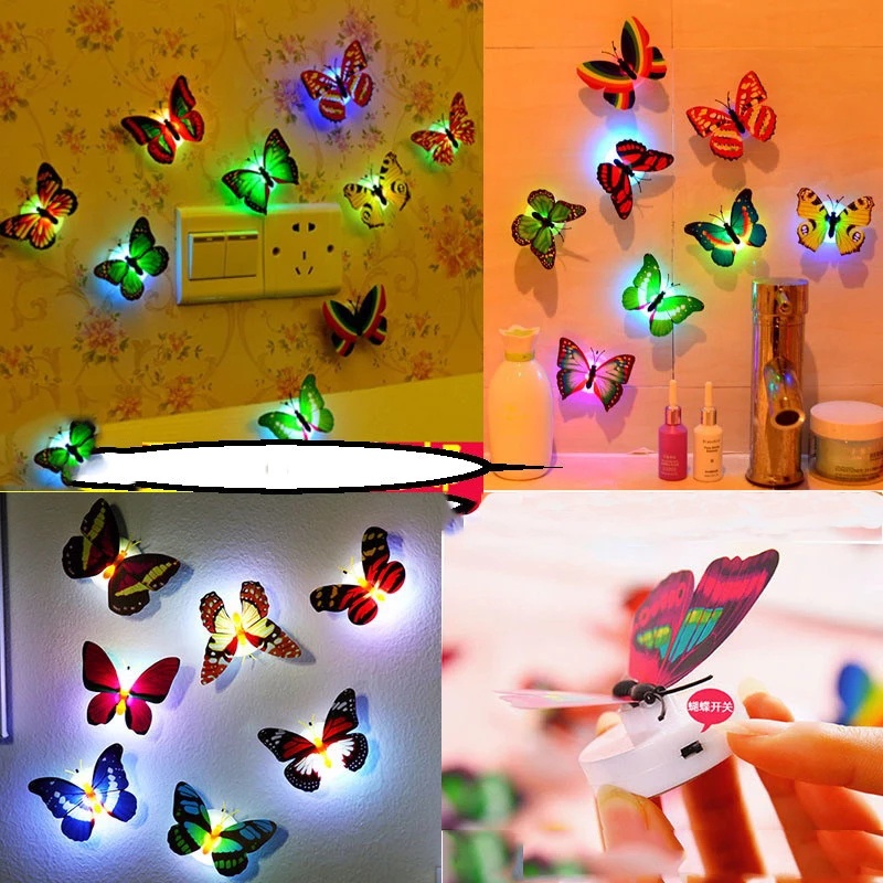 Đèn Ngủ LED Hình Bướm Nhiều Màu Sắc Dùng Trang Trí Phòng Ngủ Sinh Nhật Giáng Sinh