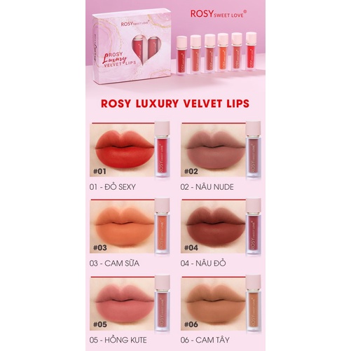 [Chính hãng] combo rosy luxury velvet lips combo son môi rosy sweet love tự chọn màu son