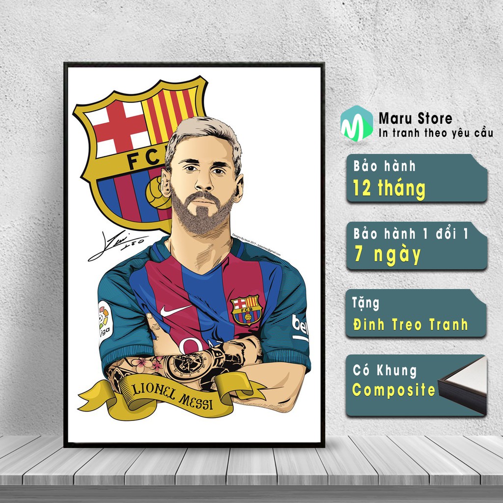 Tranh Cầu Thủ Messi Trang Trí Góc Gaming, Phòng Net, Quán Cafe