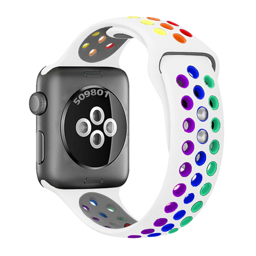 Dây đeo silicon có màu cho đồng hồ thông minh Apple Watch 44mm 40mm 38mm 42mm Band Series 6 SE 5 4 3 2 1