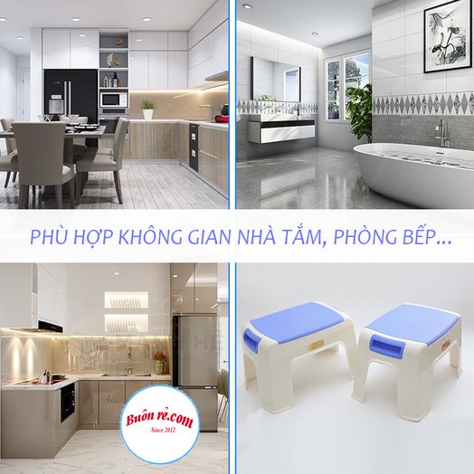 Ghế đẩu hai màu Việt Nhật (MS: 2010), Ghế nhựa thấp ngồi nhà tắm Buôn Rẻ 01419