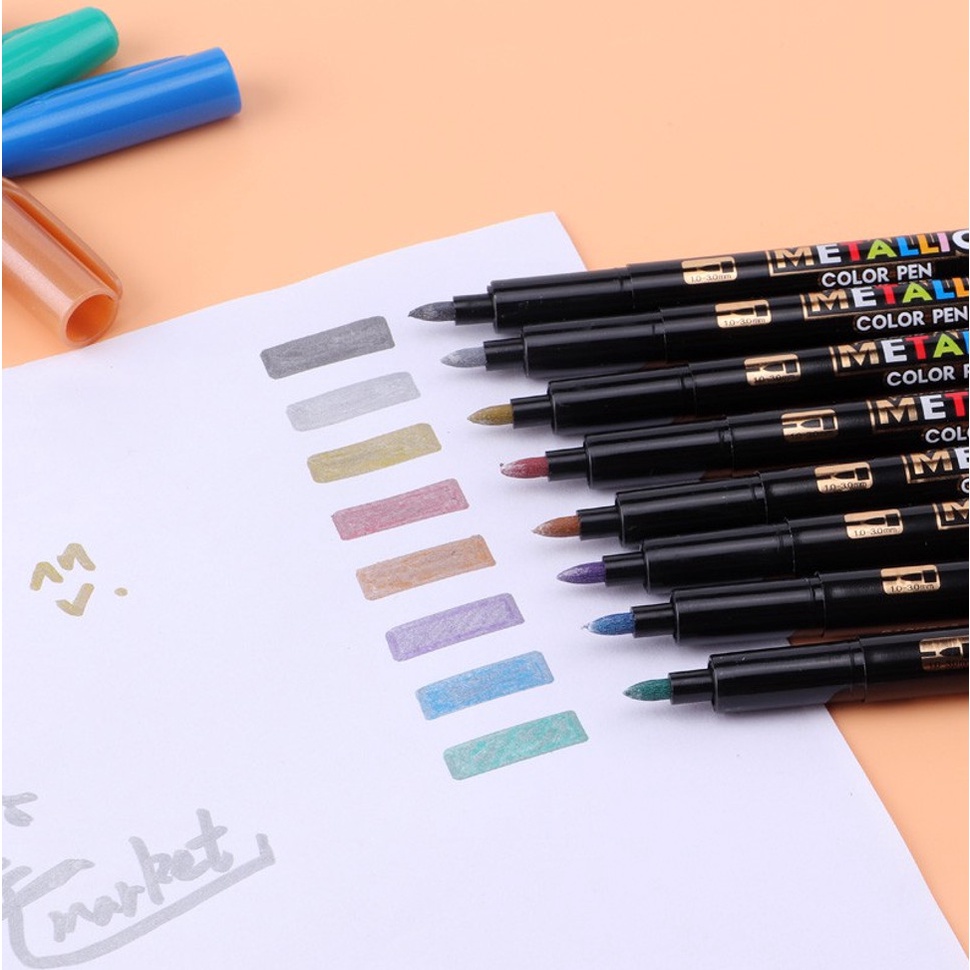 Vỉ Bút Lông Nhũ 8 Màu Metallic - Color Pen - Baoke MP570 - vpp Diệp Lạc (sỉ/lẻ)