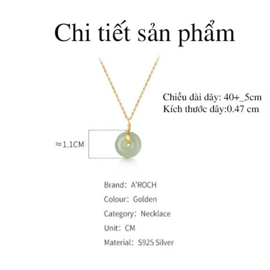 Dây chuyền bạc Ý s925 mặt ngọc D7269 - AROCH Jewelry