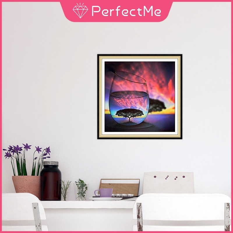 Bộ tranh đính đá 5d tự làm 30*30cm hình phong cảnh trang trí tường