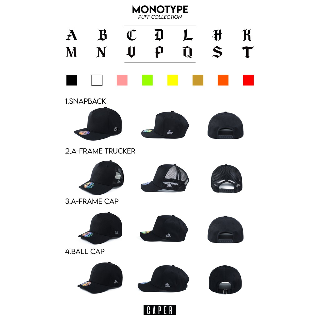 Mũ nón Ballcap Caper đen H logo nhiều màu