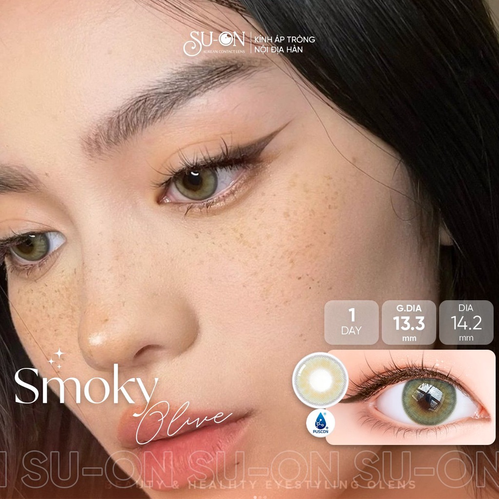 Lens 1 ngày Olens RUSSIAN SMOKY BROWN/GRAY áp tròng 14,2mm, nâu/xám tây long lanh Hàn Quốc, siêu êm đeo 24h