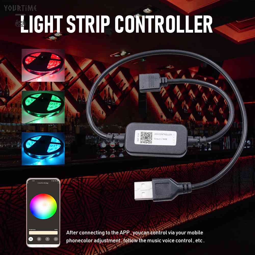 Dây Đèn LED RGB 5V Kết Nối Bluetooth Điều Khiển App Điện Thoại