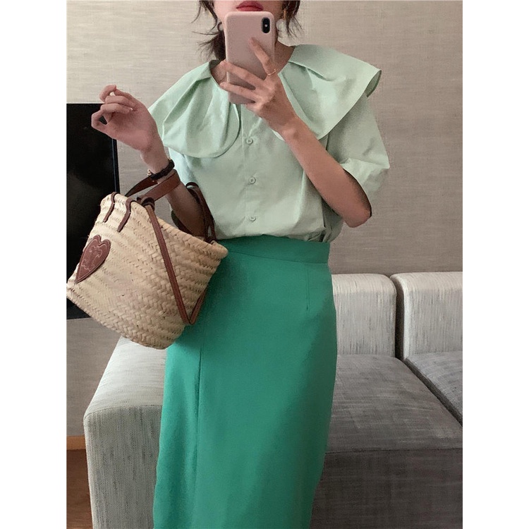 Áo Kiểu Tay Ngắn Cổ Bèo Thời Trang Dành Cho Nữ 50311