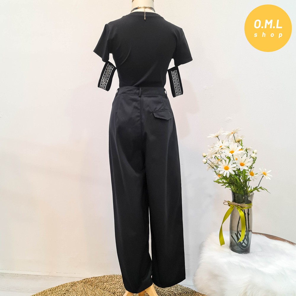 Quần kaki lưng cao ống suông trẻ trung (có hình thật) | BigBuy360 - bigbuy360.vn