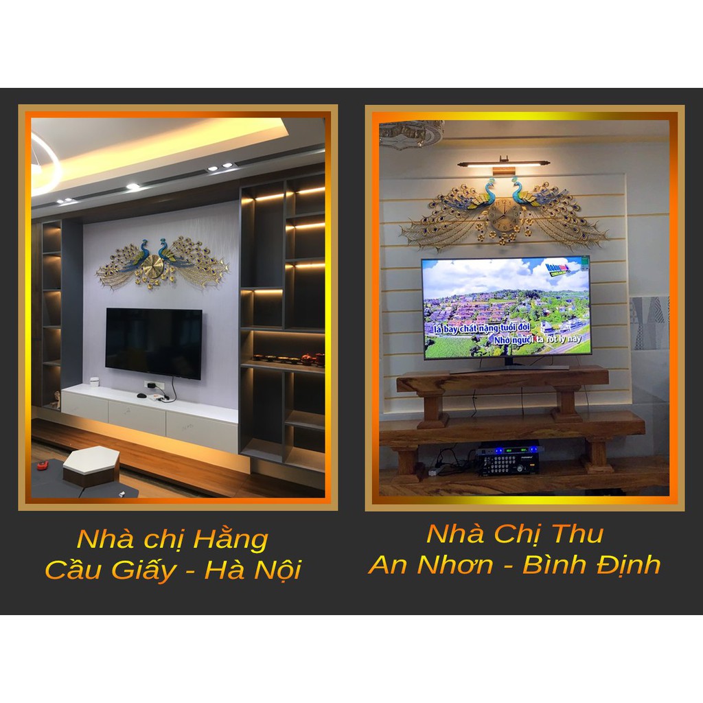 Đồng Hồ Treo Tường Con Công Trang Trí Phòng Khách Chính Hãng Bảo Hành 36 Tháng