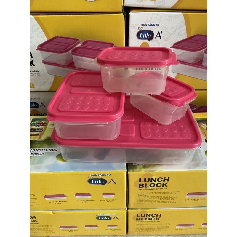 Bộ 4 hộp nhựa đa năng Lunch Block ( hàng quà tặng sữa enfa)