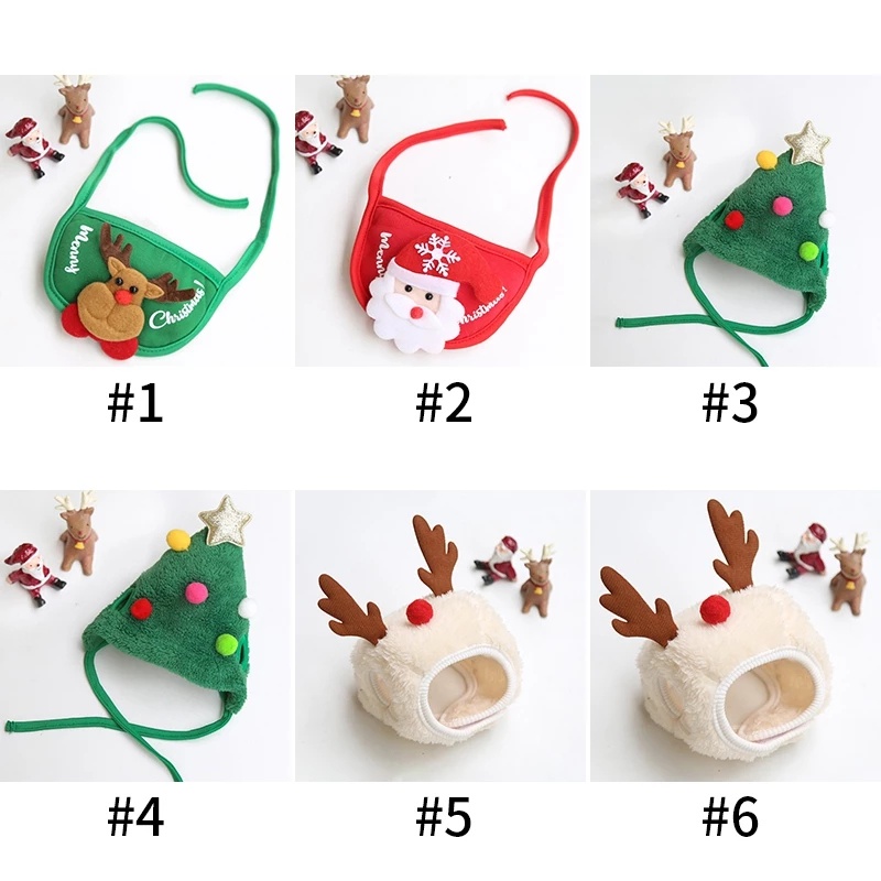 Set 2 món khăn yếm kèm nón giáng sinh dễ thương cho thú cưng