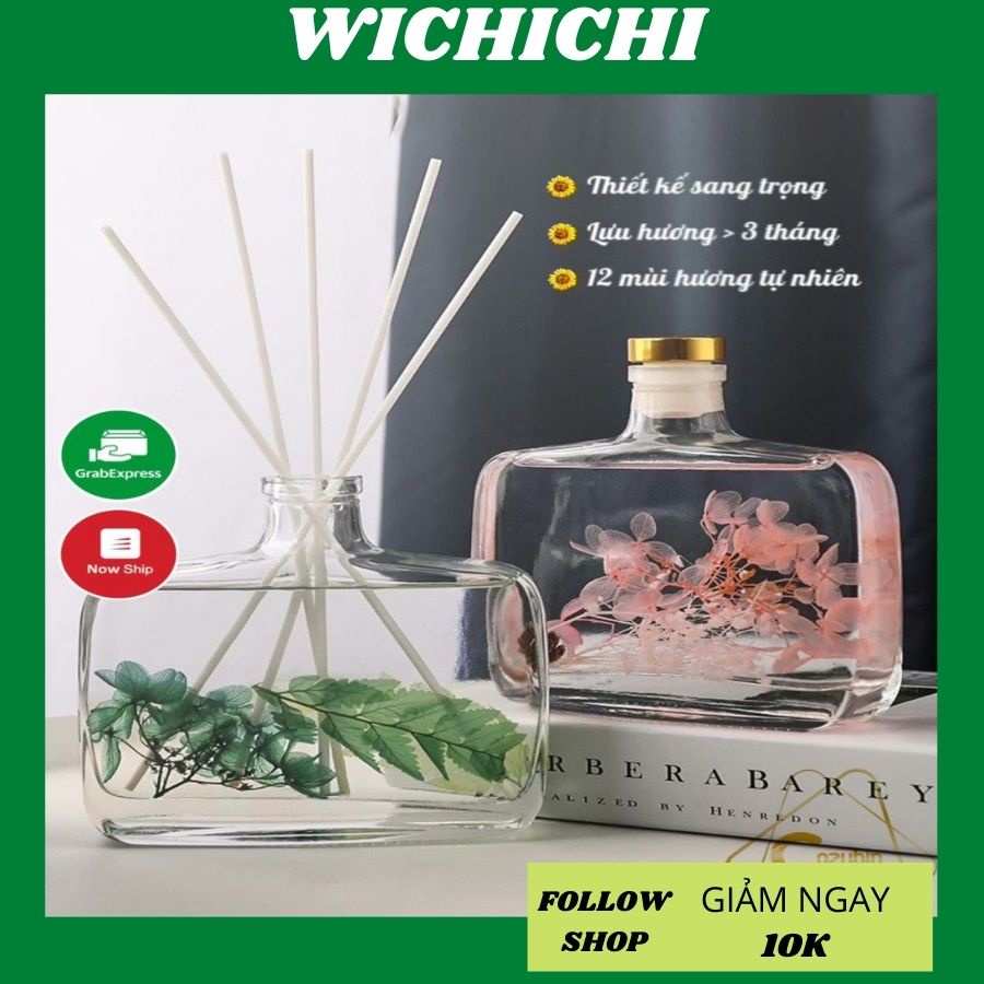 Tinh dầu thơm phòng WICHICHI tinh dầu thiên nhiên có que gỗ khuếch tán thơm phòng hương nước hoa để phòng ngủ khử mùi