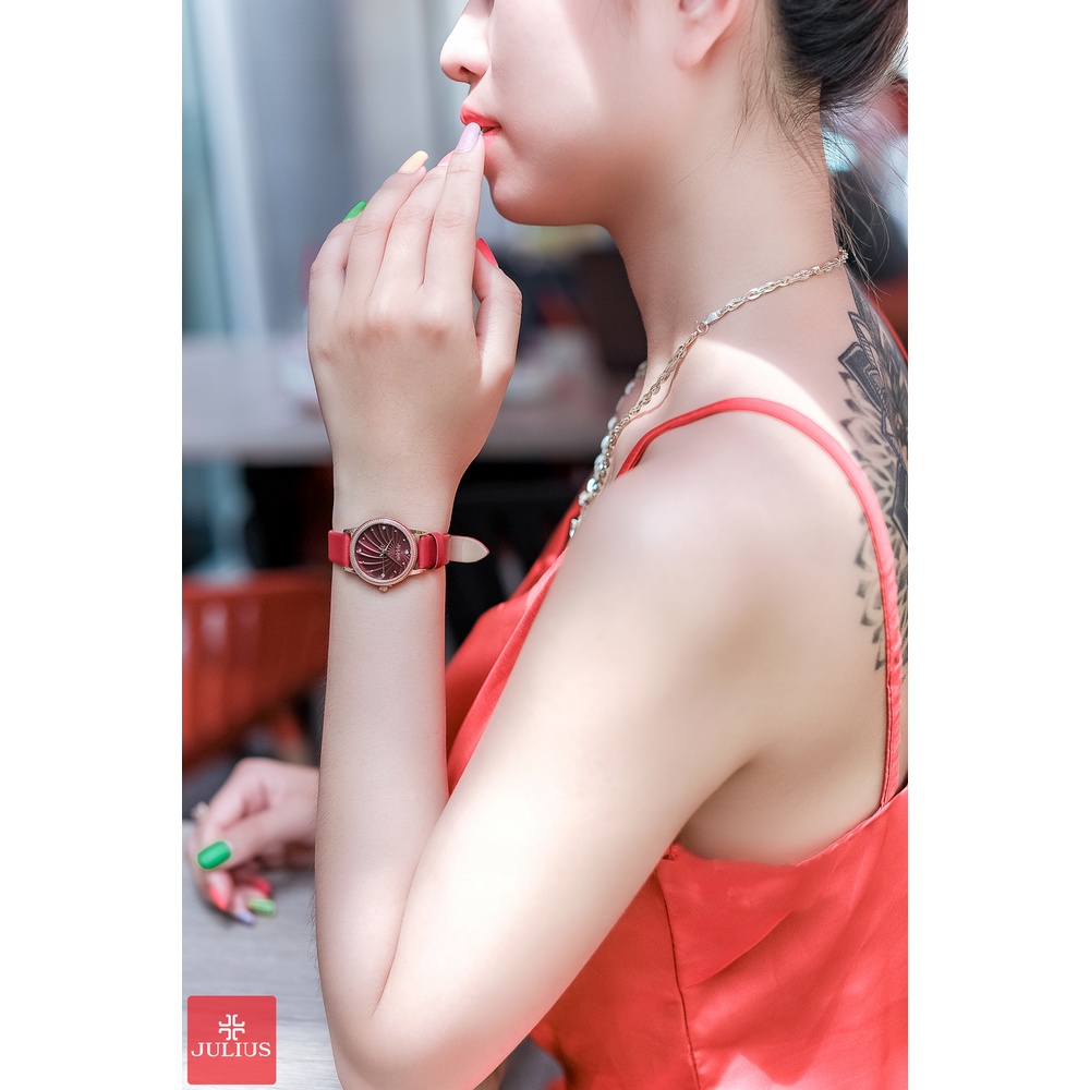 Đồng Hồ Nữ JA-1219C1 Julius Hàn Quốc Dây Da (Mặt Đỏ)