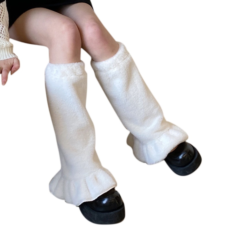 XIXI Vớ lông xù giữ ấm chân mùa đông phong cách Lolita cho nữ