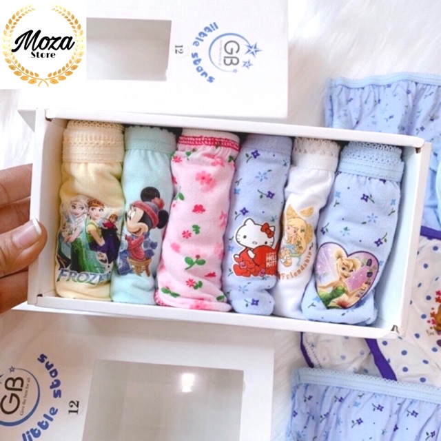 Hộp 6 Quần Chíp Cotton Cho Bé Gái 2-12 tuổi