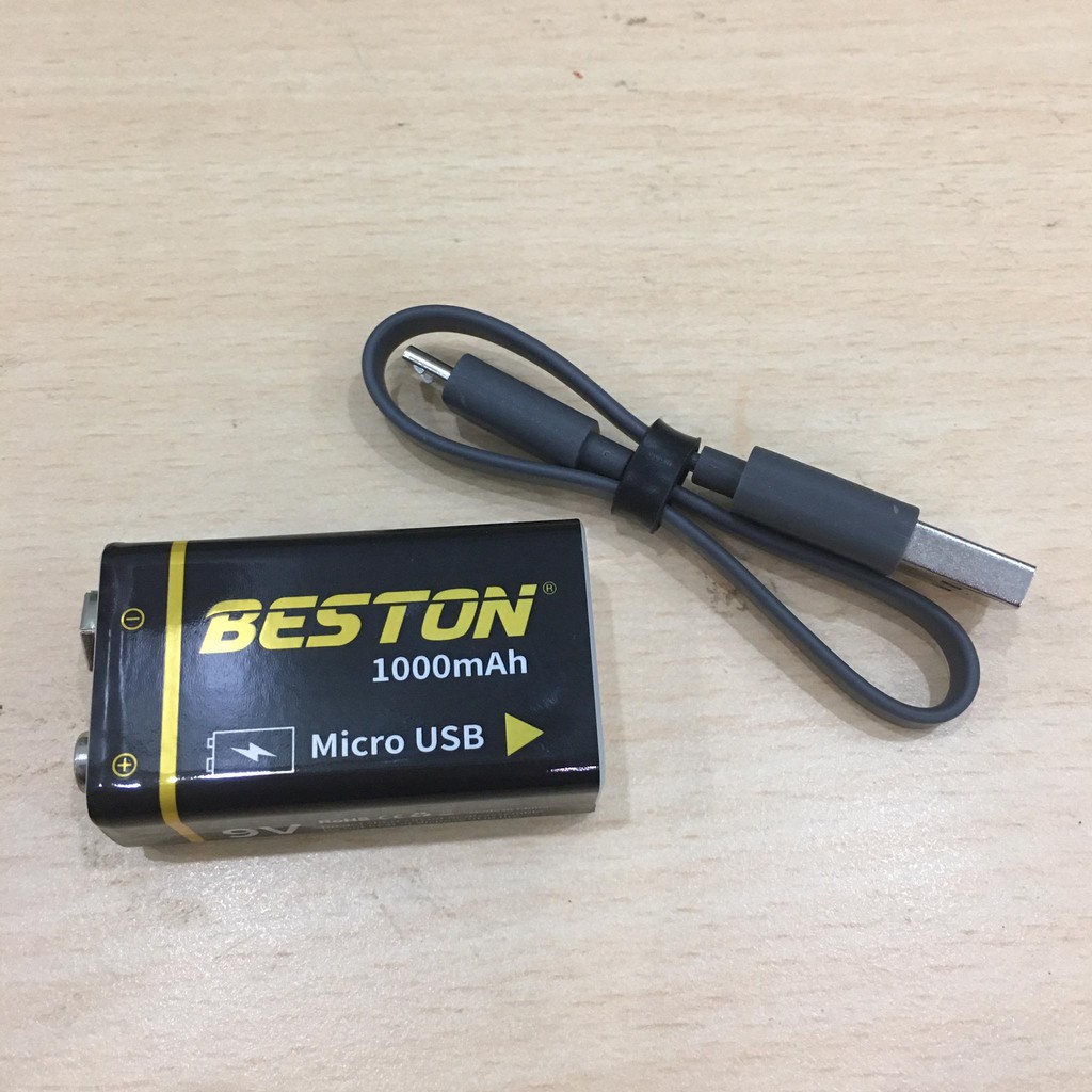 Pin 9V vuông hãng Beston dung lượng 1000mAh sạc trực tiếp bằng dây cáp micro USB