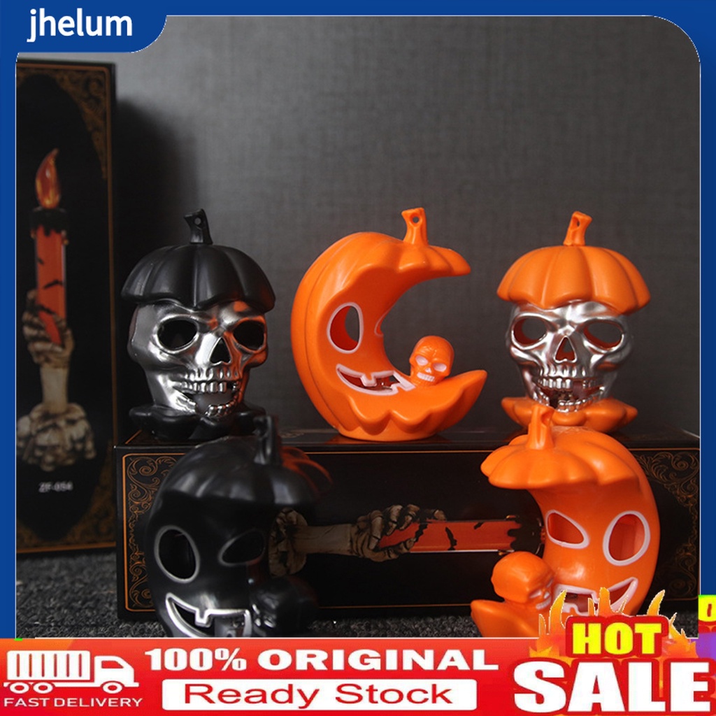 Set 2 Đèn Lồng LED Hình Bí Ngô Đầu Lâu Trang Trí Halloween