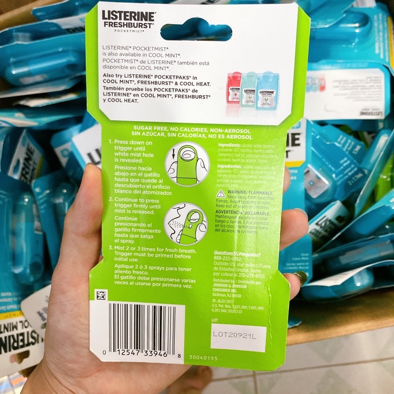 Xịt thơm miệng LISTERINE hương vị COOL MINT - Hàng Mỹ