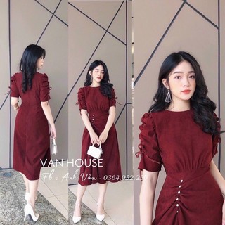Đầm tay rút eo đính cườm