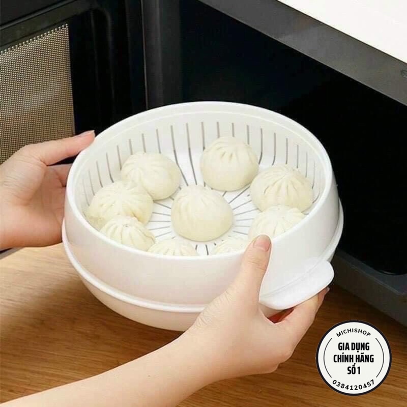 Khay Nhựa Hấp 3 Lớp Dùng Lò Vi Sóng Có Nắp Đậy Nhựa Việt Nhật , Nồi Hấp Nhựa Dành Cho Lò Vi Sóng Cao Cấp