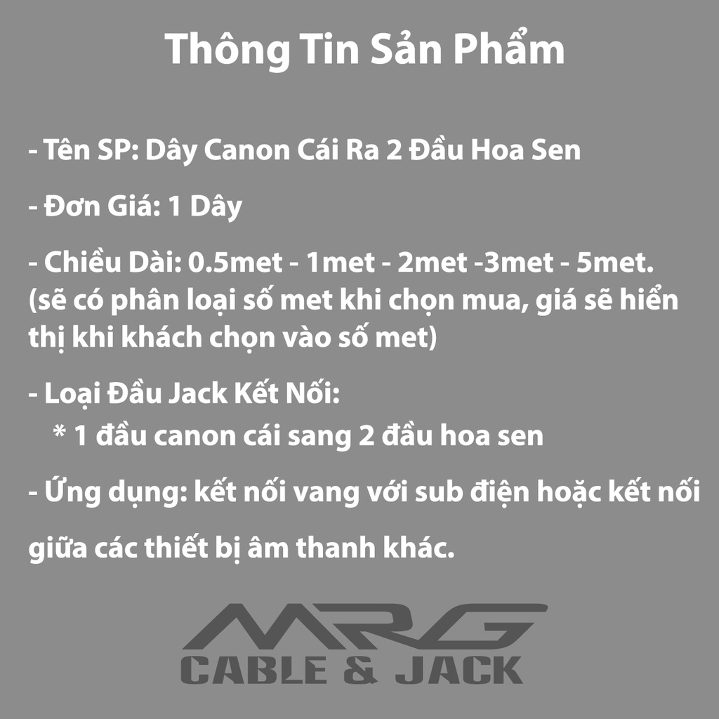 Dây Jack Canon Cái Ra 2 AV  dài 1.5met-3met-5met, vang số xuống sub sup.