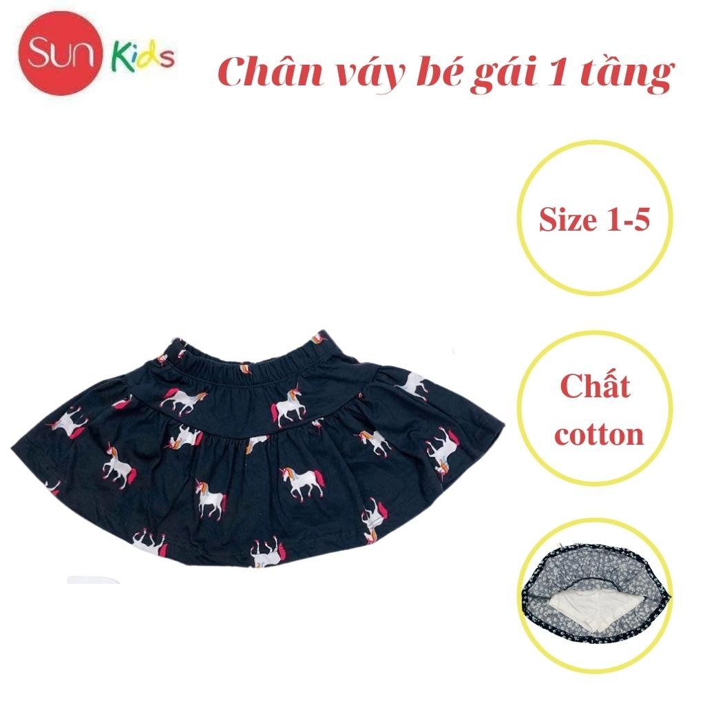 Chân váy cho bé, đầm bé gái 1 tầng, chất cotton, có quần đùi trong, size 1-5 - SUNKIDS1