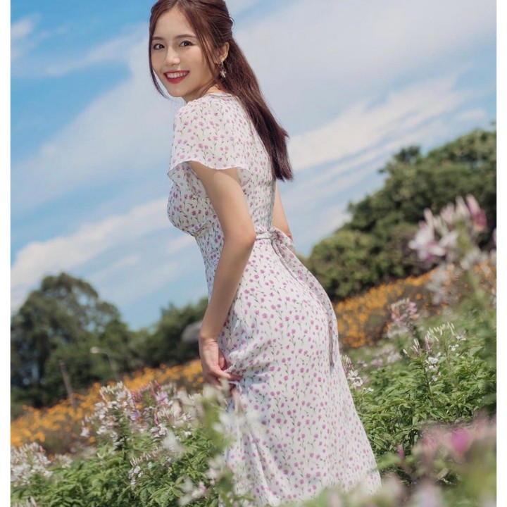 Đầm xòe hoa nhí cổ vuông tim thời trang - nhiều size và màu, form dáng chuẩn mặc đi làm, đi tiệc