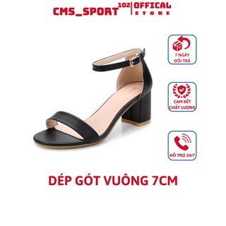 Giày gót vuông 7 phân quai ngang da mềm-gcg28 (kèm video ảnh thật) - CMS