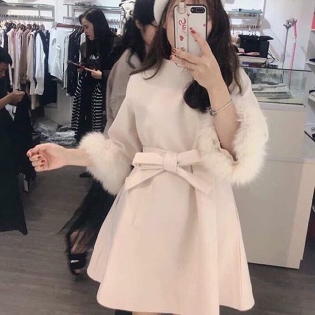 Váy dạ tay lông cao cấp