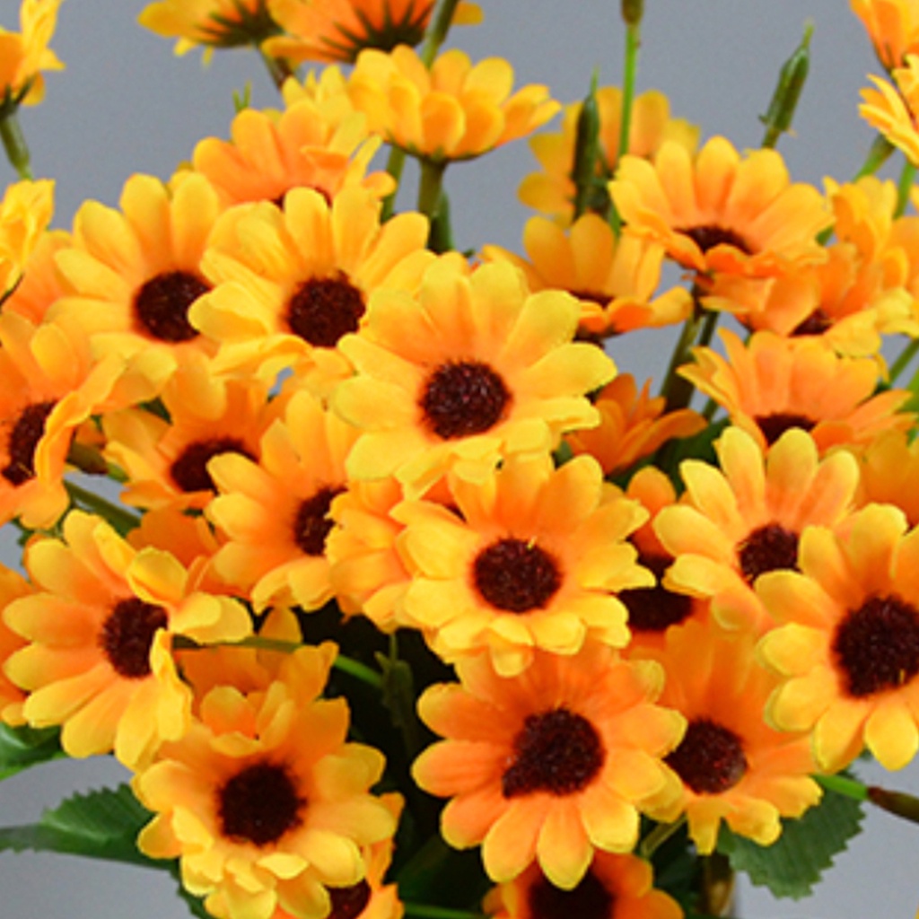 (Bất Ngờ) Bó Hoa Hướng Dương Giả Bằng Lụa Nhiều Đầu Không Cần Khoan Lỗ Trang Trí Nhà Cửa