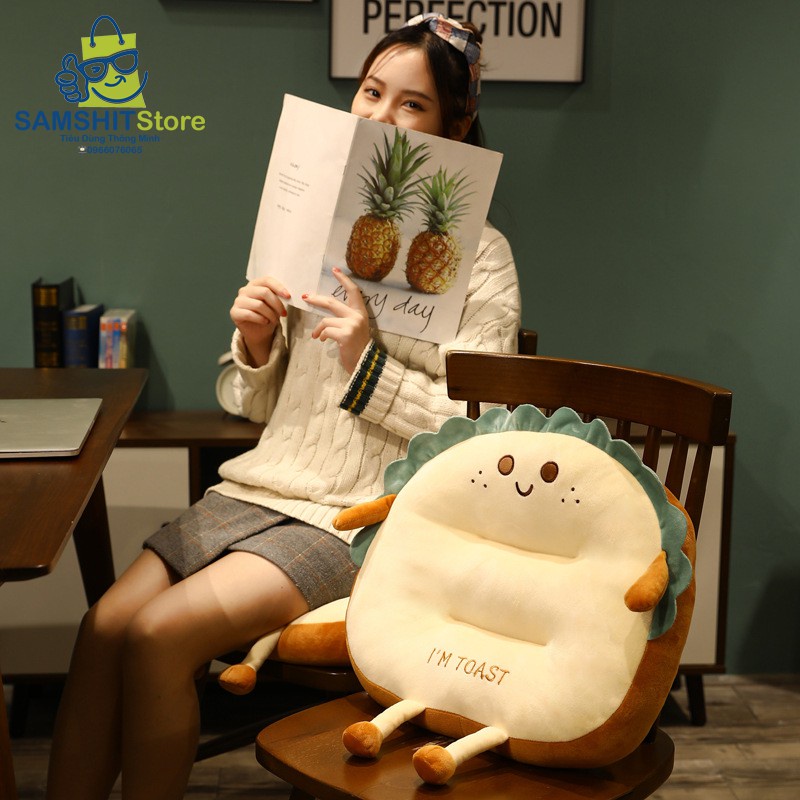 Hàng Có Sẵn Trong 24Đệm Lót Mông I'M TOAST Dễ Thương Tiện Dụng Cho Dân Văn Phòng, Tựa Lưng, Lót Ghế Ô Tô, Sofa - DLM21