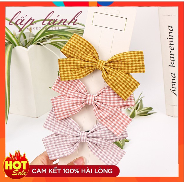 [CÓ SẴN] KẸP CÀI TÓC NƠ CARO PHỤ KIỆN TÓC HÌNH NƠ DỄ THƯƠNG PHONG CÁCH HÀN QUỐC 214PKTTE