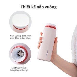 Bình giữ nhiệt LocknLock Feather Light Ring 460ml có khay lưới lọc trà, cầm nhẹ tay LHC4244 - K-MALL