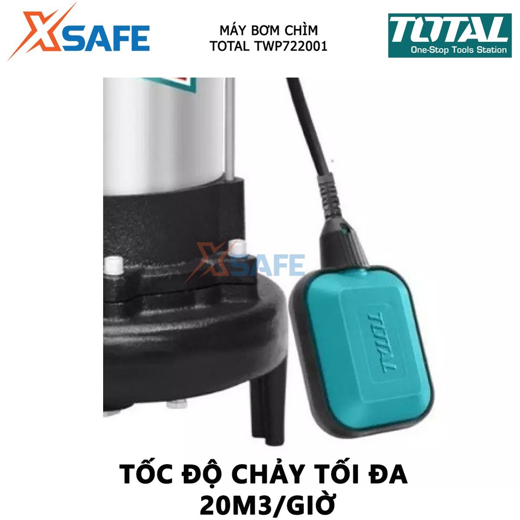 Máy bơm chìm nước sạch TOTAL TWP722001 Máy bơm chìm tự động 220V 2200W(3.0HP), bơm cao tối đa 13m, mô tơ dây đồng