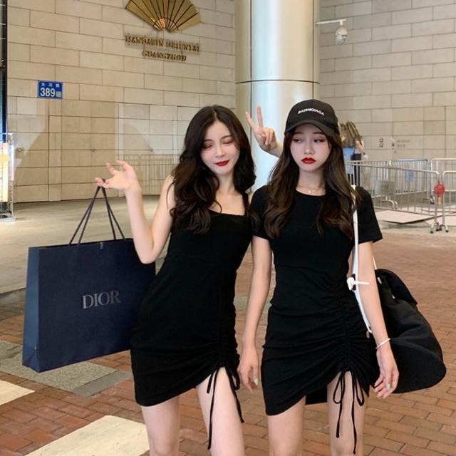 Đầm mini Không Tay Màu Đen Phong Cách Hàn Quốc Cổ Điển Thời Trang Mùa Hè Quyến Rũ Cho Nữ