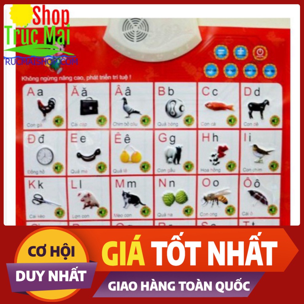 Bảng chữ cái và chữ số tiếng Việt điện tử nói treo tường