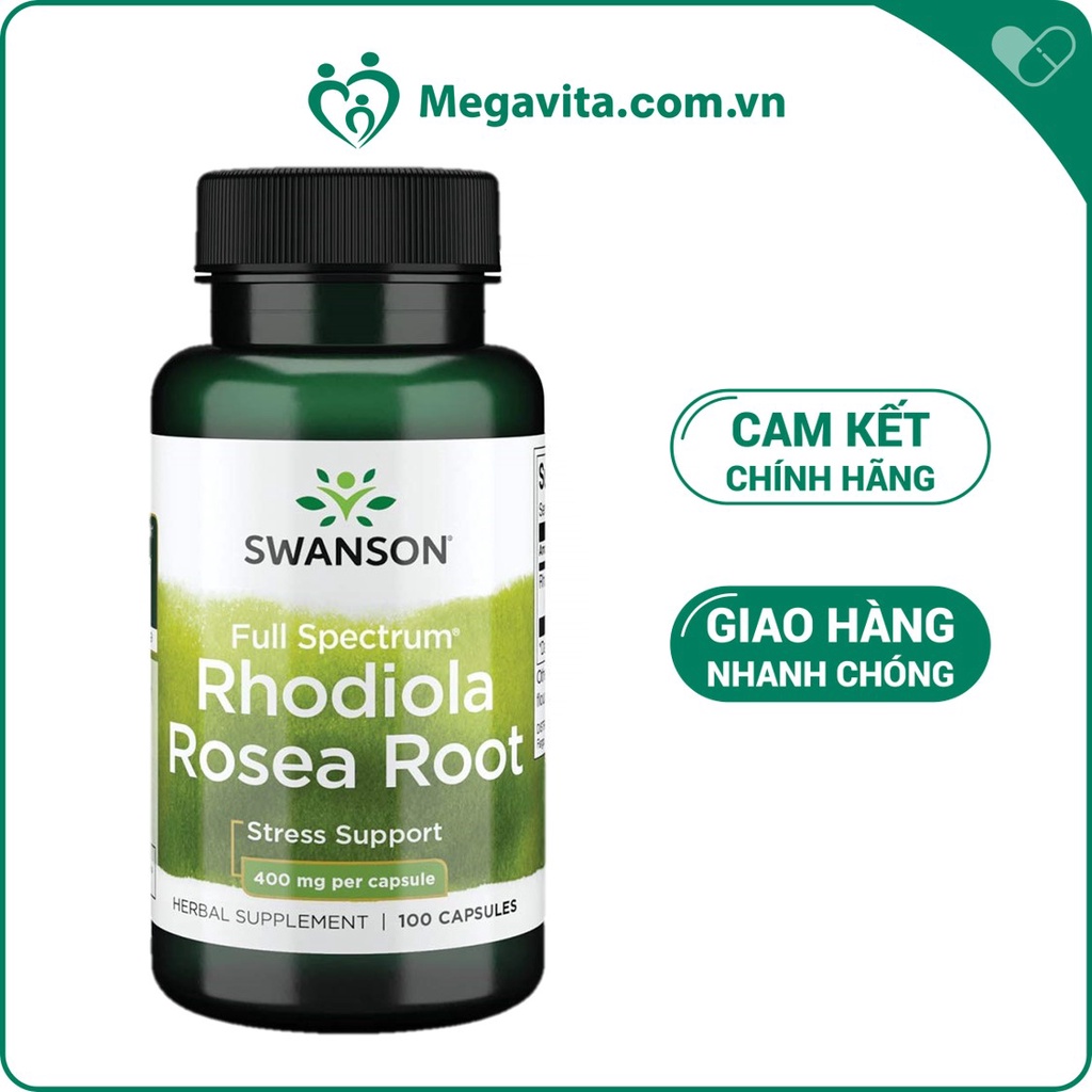 Viên Uống Tăng Cường Miễn Dịch Giảm Stress Swanson Full Spectrum Rhodiola Rosea Root 100 Viên