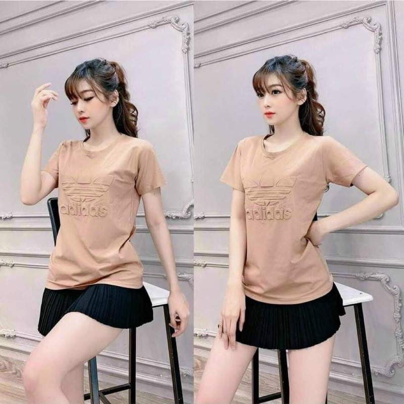 Áo Phông Nữ Form Rộng Dáng Unisex, Áo Thun Tay Lỡ Freesize Chất Cotton Co Dãn 4 Chiều Chữ Dập Nổi