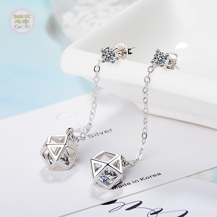 Bông tai dáng dài xinh xắn HT226, bạc ý S925