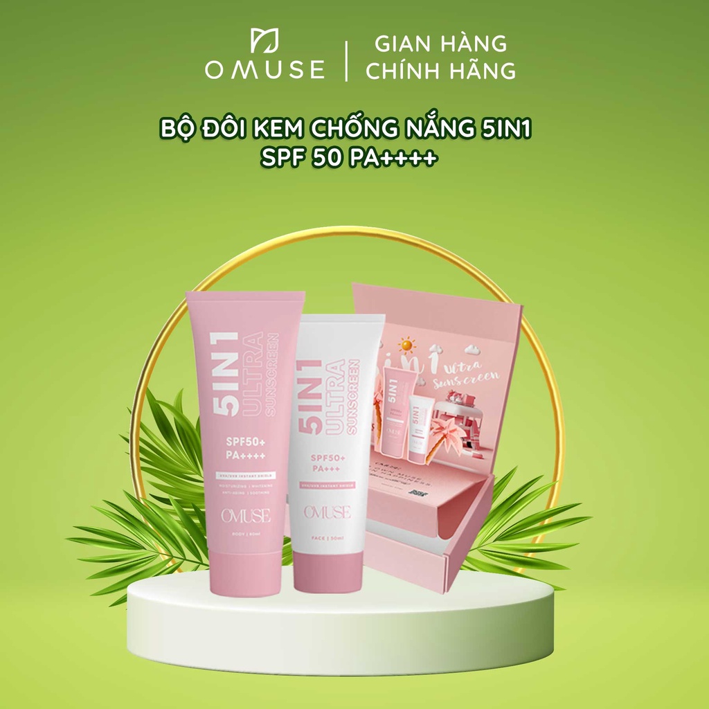 Bộ đôi kem chống nắng dành cho da mặt và cơ thể OMUSE 5IN1 SPF 50 PA++++