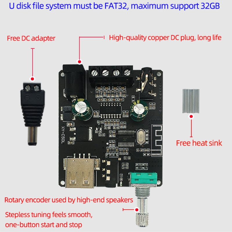 XY-C50L Bluetooth 5.0 Wireless Audio Digital Power Amplifier Stereo Board 50Wx