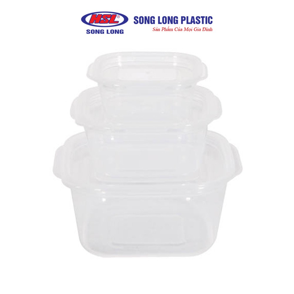 Bộ 3 hộp đựng bảo quản thực phẩm 630ml, 270ml, 90ml Song Long Plastic nhựa có nắp đậy - 2721