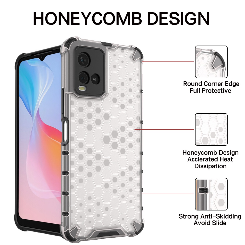 Ốp Điện Thoại PC Cứng Chống Sốc Họa Tiết Tổ Ong Trong Suốt Cho Vivo Y20 Y20i Y20s G Y21 Y73