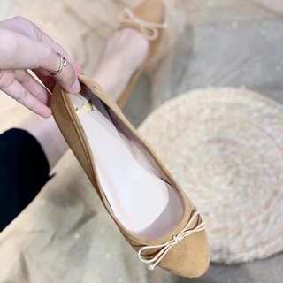 (ảnh thật ) Giày búp bê da lộn nơ