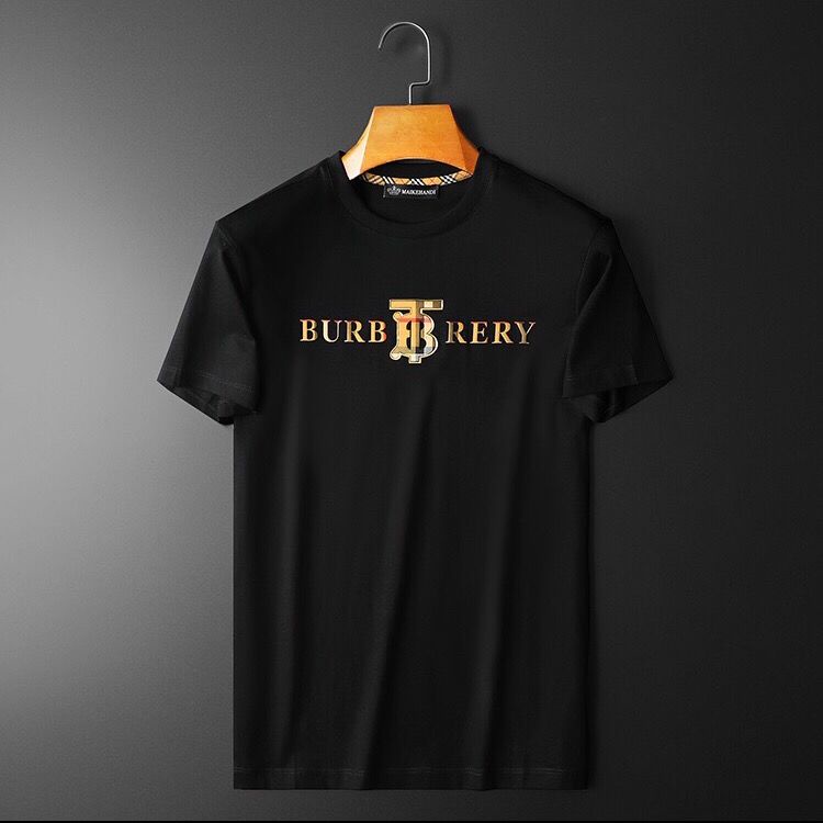 Áo Thun Cotton Tay Ngắn Cổ Tròn In Chữ Burberry Trẻ Trung Hợp Thời Trang Cho Nam