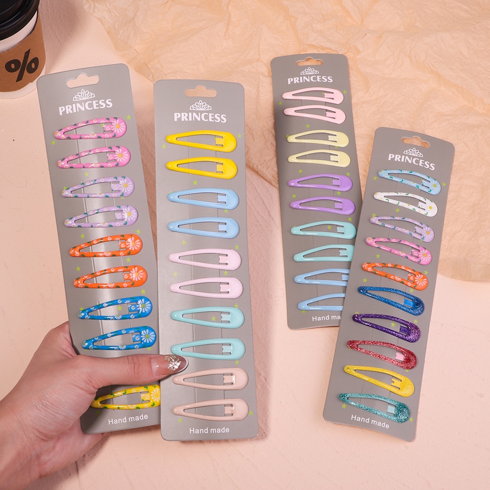 RainBow Bows Set 10 Kẹp Tóc Hình Giọt Nước Nhiều Màu Dễ Thương Cho Bé Gái