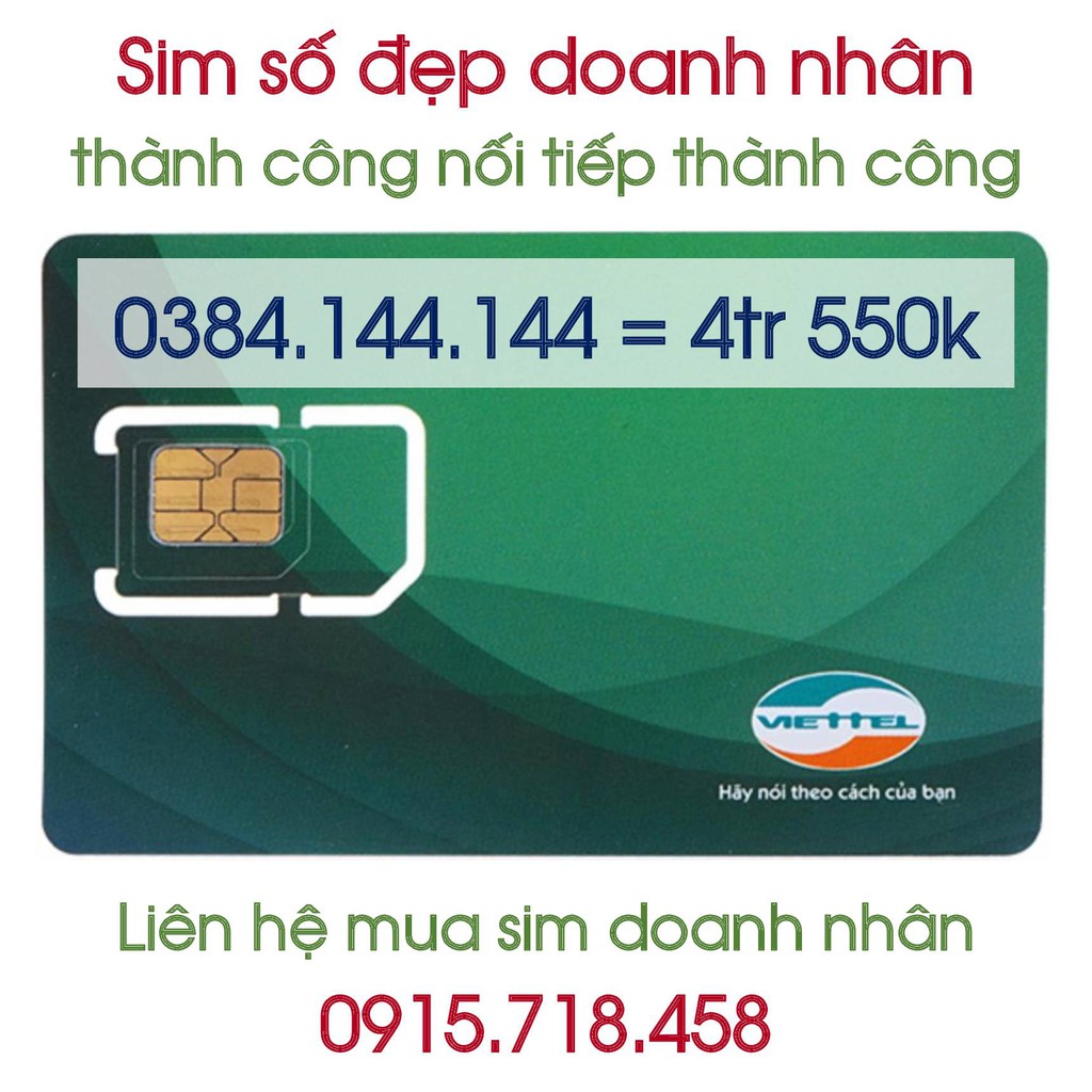 Sim số đẹp doanh nhân taxi 3 bánh Viettel 0384.144.144 phôi 3G giá rẻ nhất